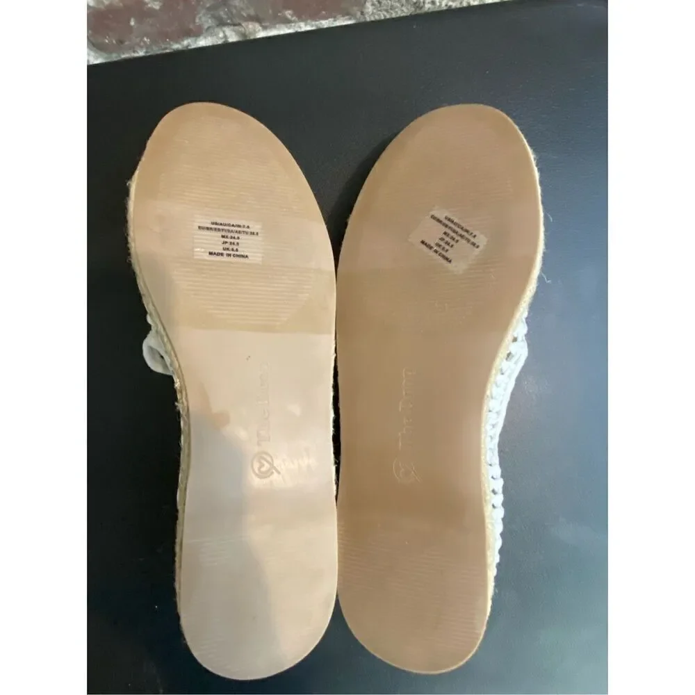 The Drop Lila Open Weave White Espadrille Loafer Sandal Women’s Size 7.5